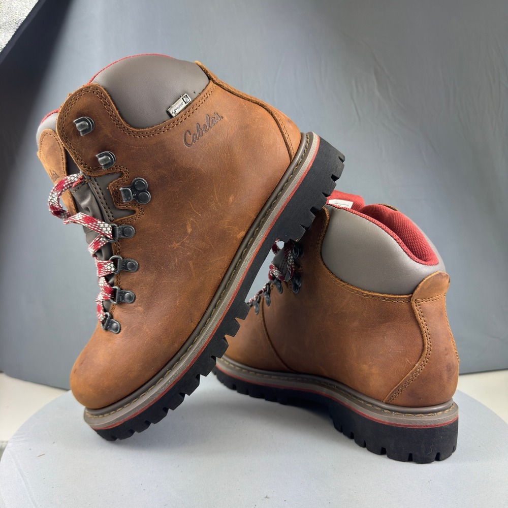 Cabela's Hiking Boots Mens 8.5 M Brown Leather 4Most 84-3239 Rugged Lug Sole